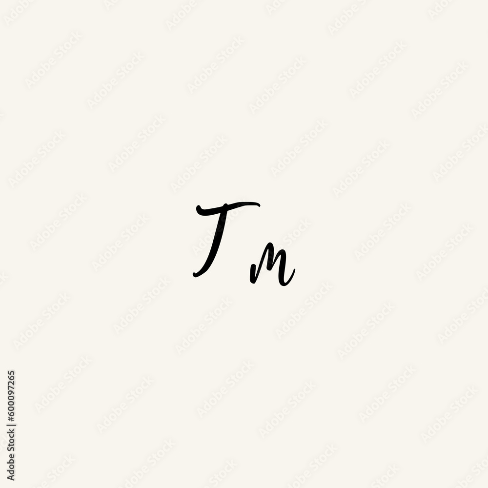 TM black line initial script concept logo design TM black line initial script concept logo design