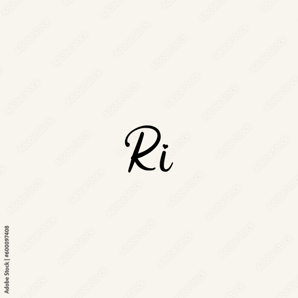 RI black line initial script concept logo design RI black line initial script concept logo design
