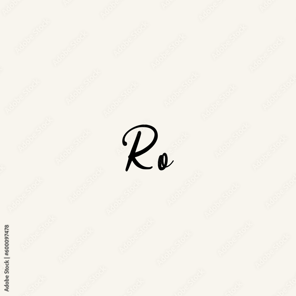 RO black line initial script concept logo design RO black line initial script concept logo design
