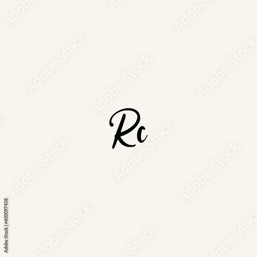 RC black line initial script concept logo design