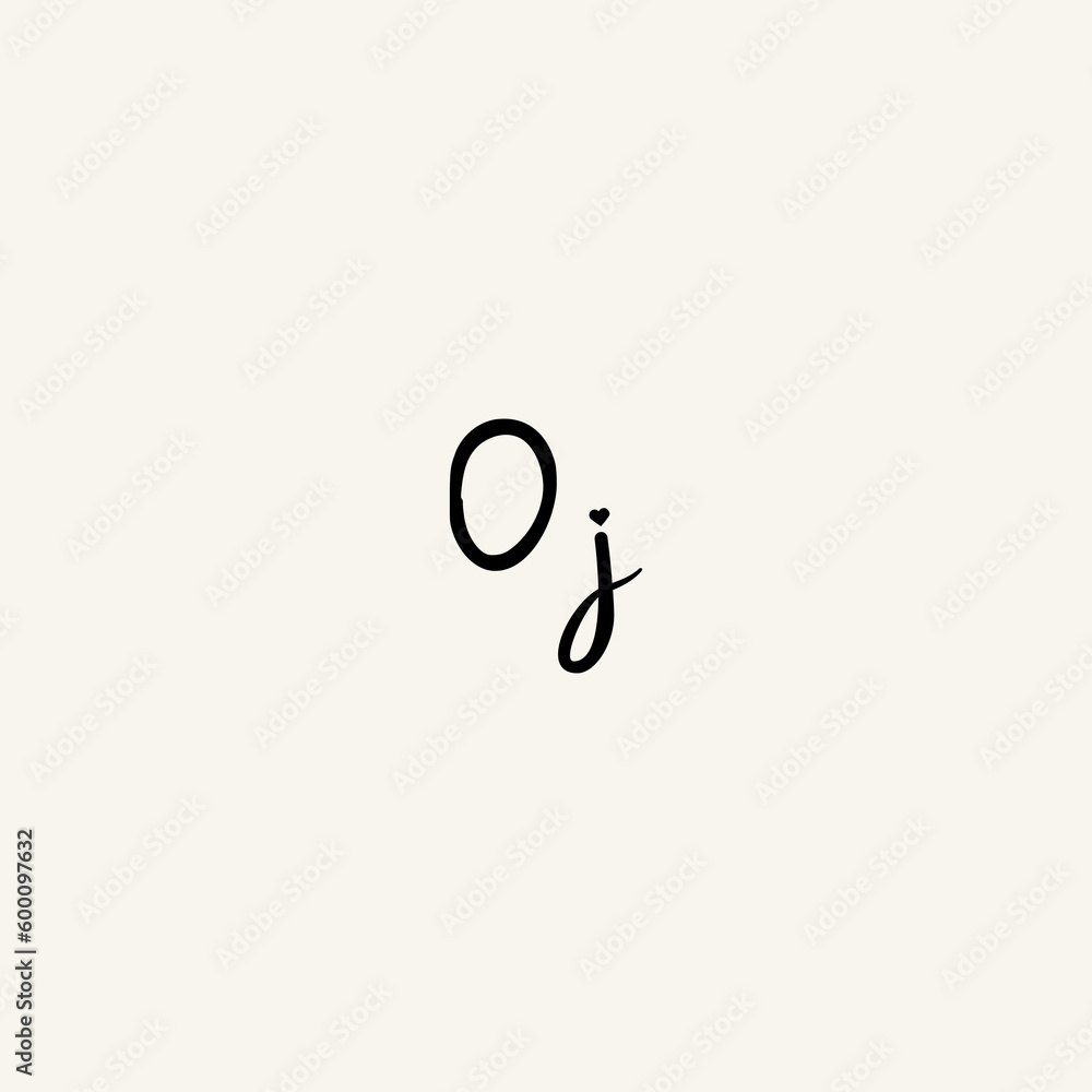 OJ black line initial script concept logo design OJ black line initial script concept logo design