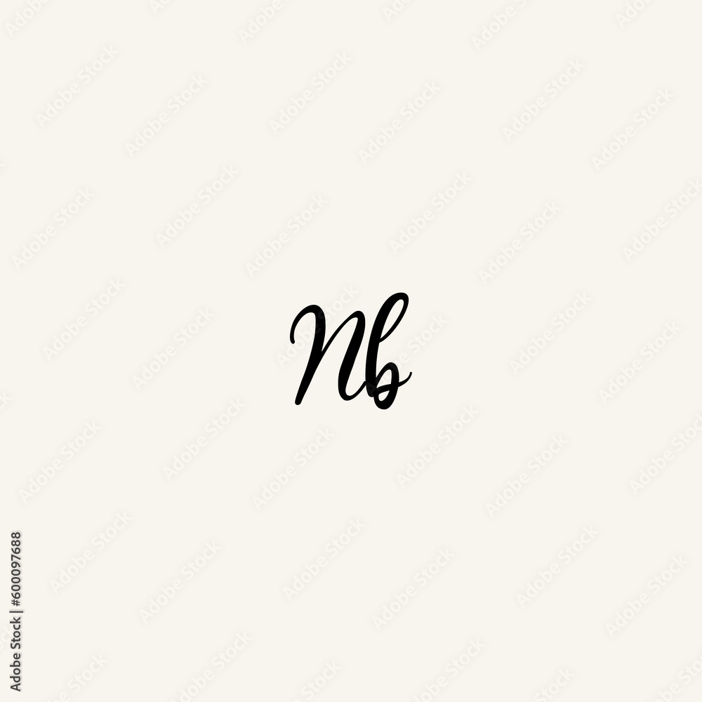 NB black line initial script concept logo design NB black line initial script concept logo design