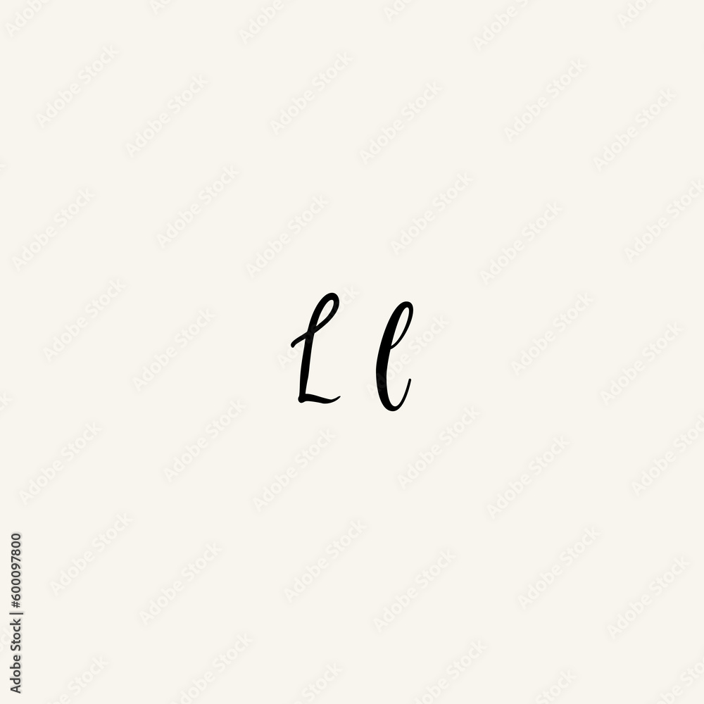 LL black line initial script concept logo design LL black line initial script concept logo design