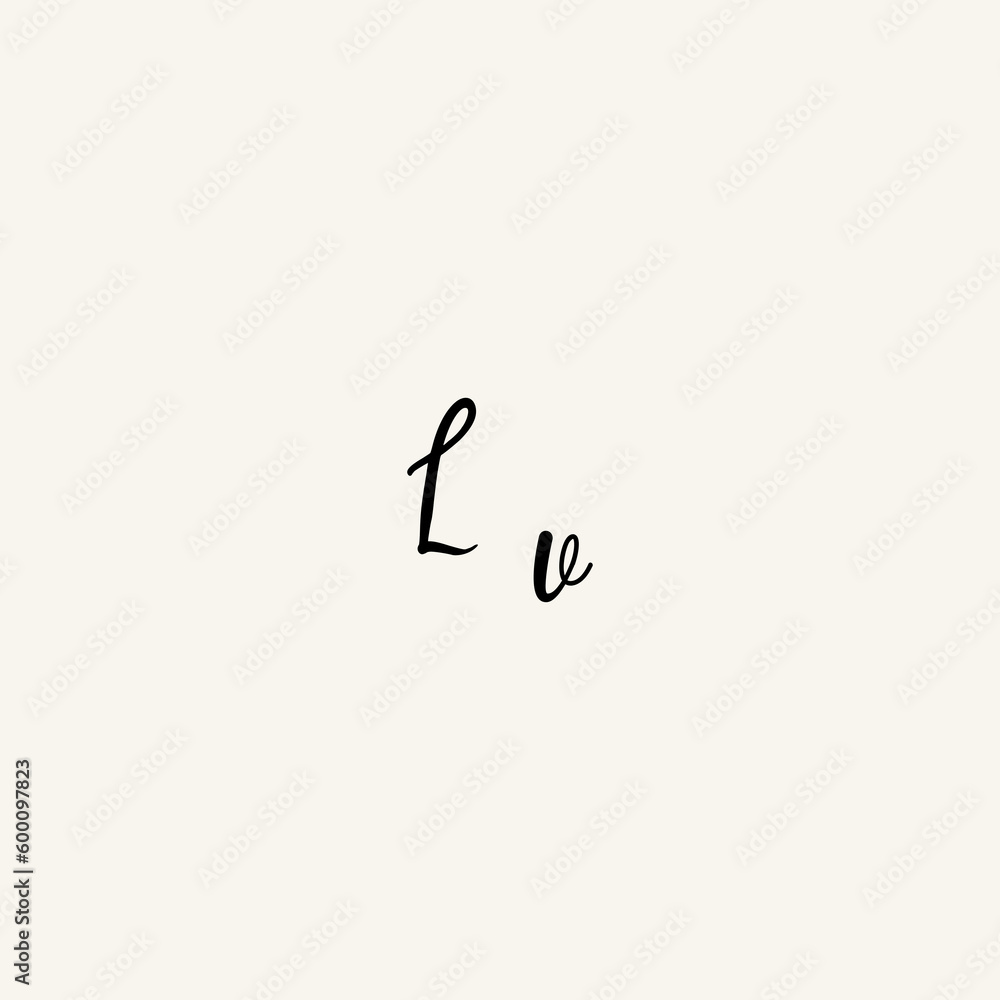 LV black line initial script concept logo design LV black line initial script concept logo design