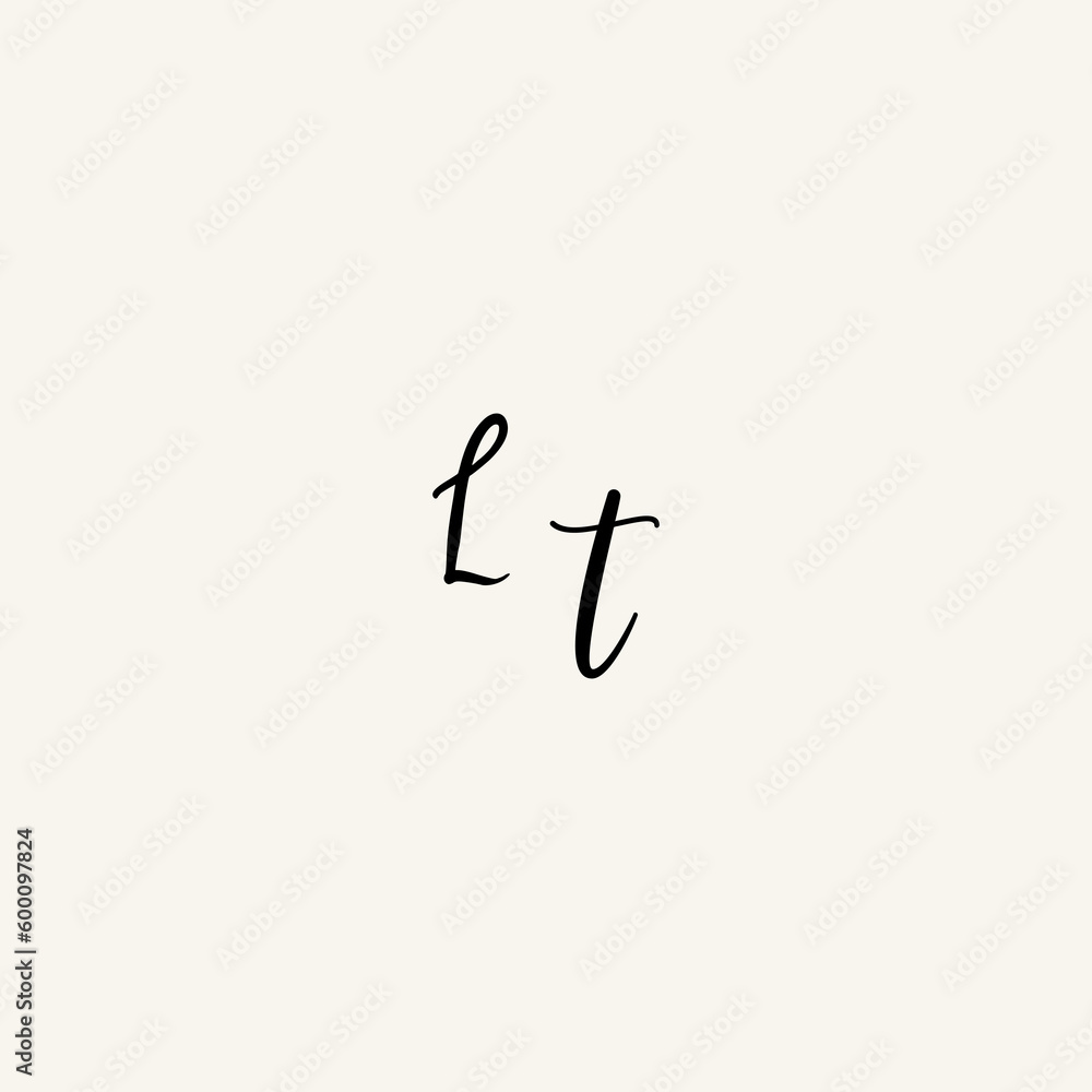 LT black line initial script concept logo design LT black line initial script concept logo design