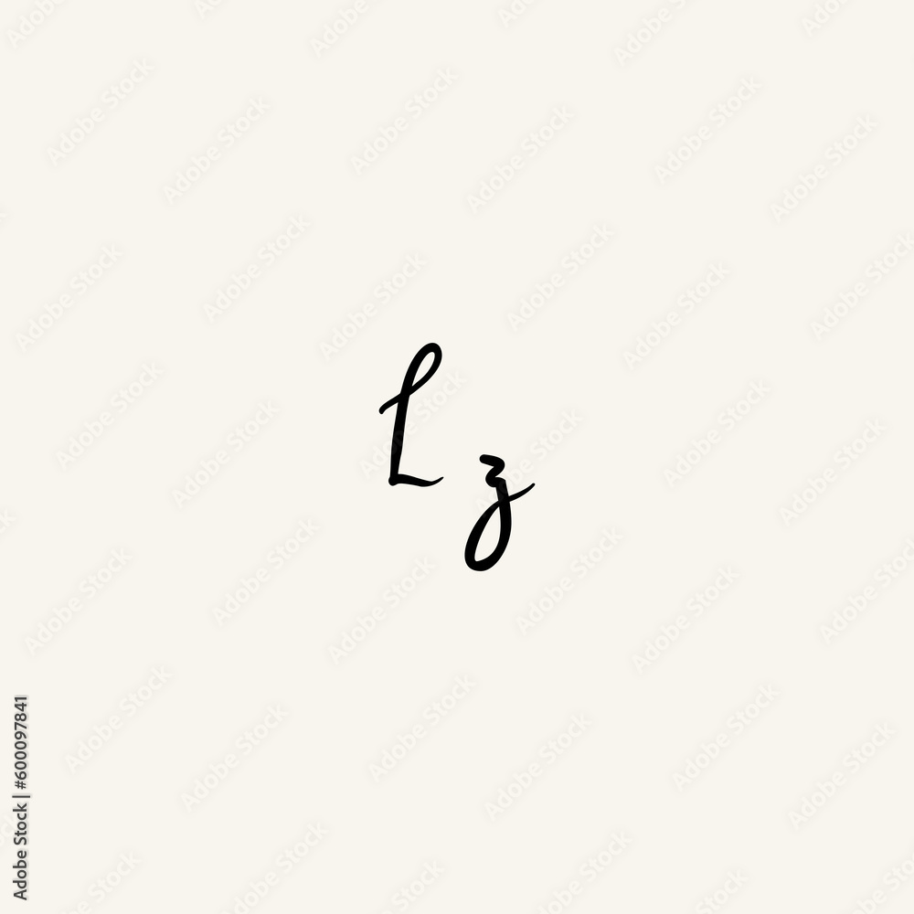 LZ black line initial script concept logo design LZ black line initial script concept logo design