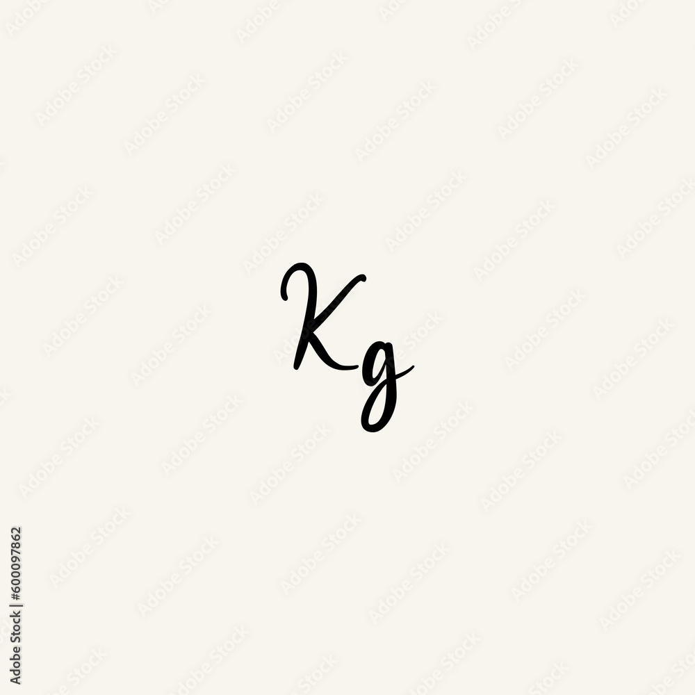 KG black line initial script concept logo design