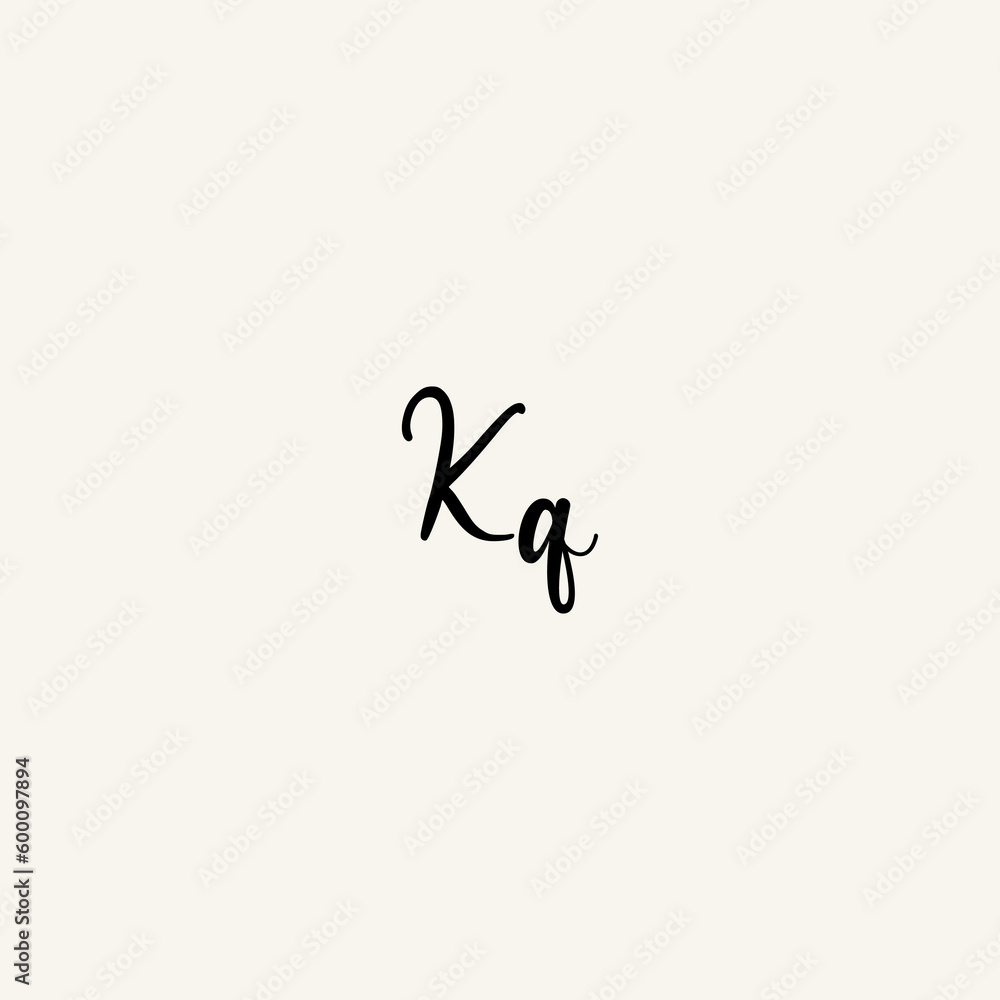 KQ black line initial script concept logo design KQ black line initial script concept logo design