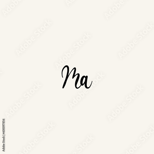 MA black line initial script concept logo design