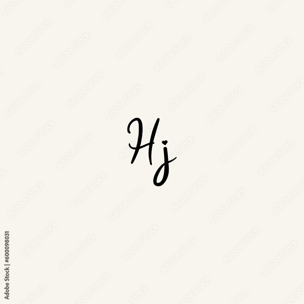 HJ black line initial script concept logo design HJ black line initial script concept logo design