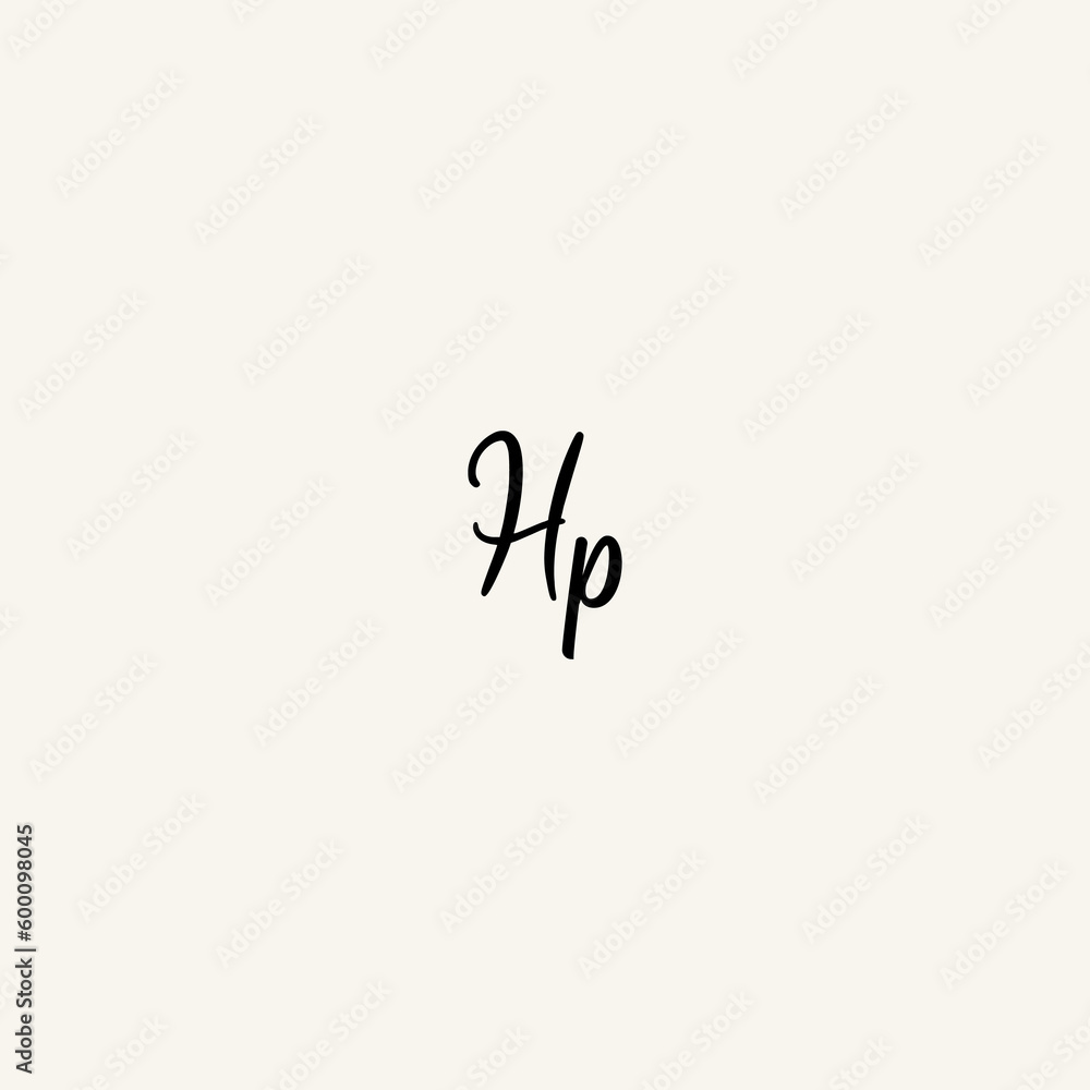 HP black line initial script concept logo design HP black line initial script concept logo design