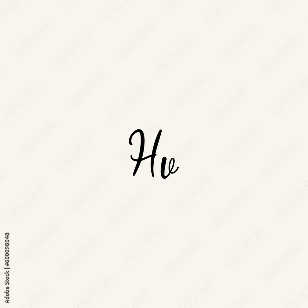 HV black line initial script concept logo design HV black line initial script concept logo design