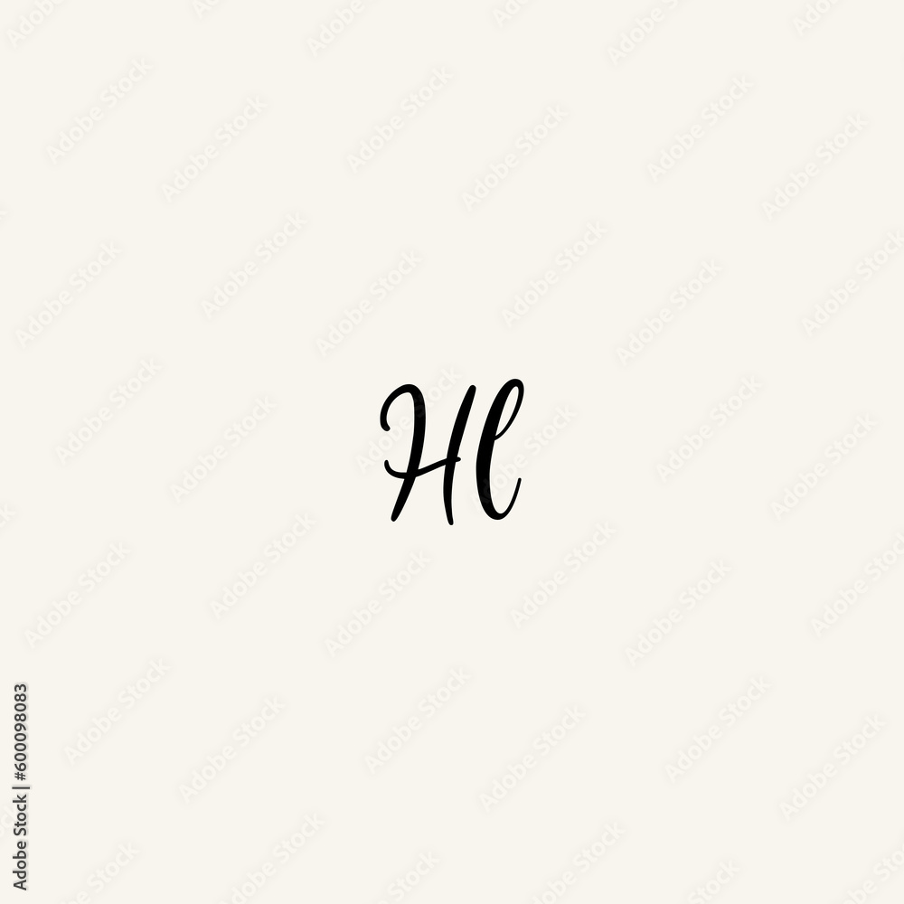 HL black line initial script concept logo design HL black line initial script concept logo design