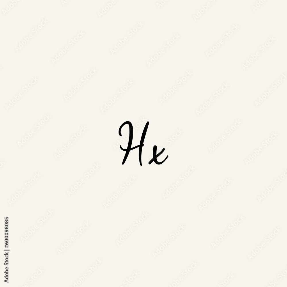 HX black line initial script concept logo design HX black line initial script concept logo design