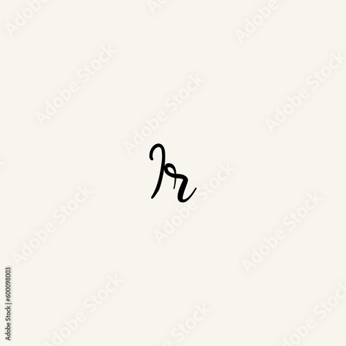 IR black line initial script concept logo design