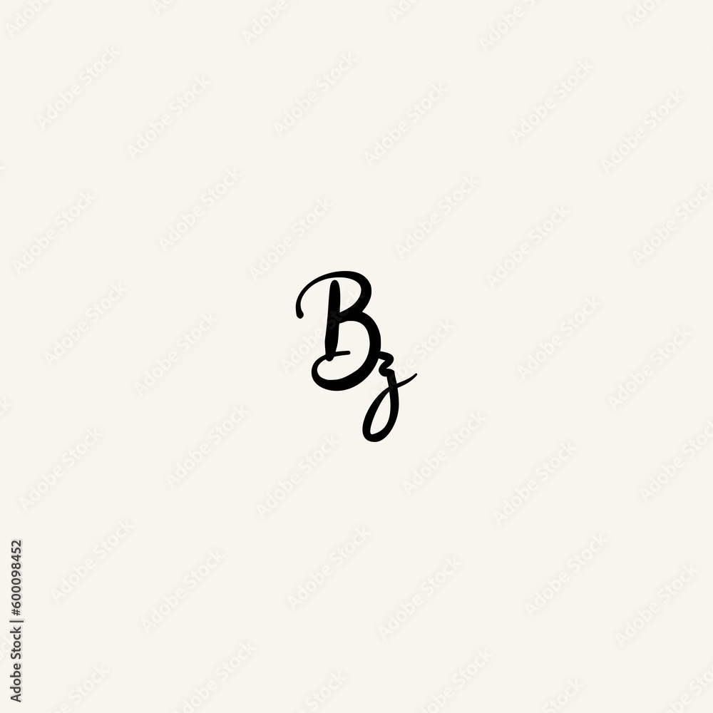 BZ black line initial script concept logo design BZ black line initial script concept logo design