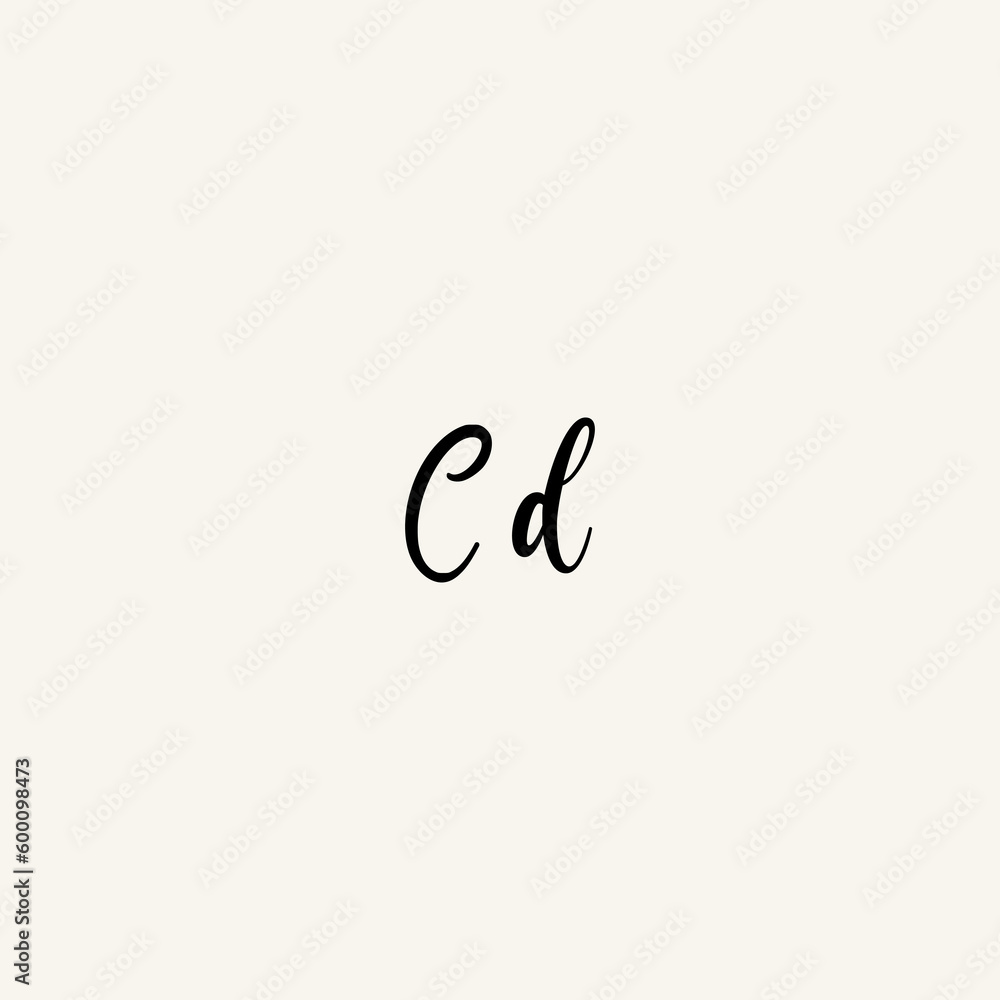 CD black line initial script concept logo design CD black line initial script concept logo design