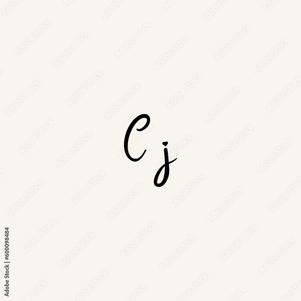 CJ black line initial script concept logo design CJ black line initial script concept logo design