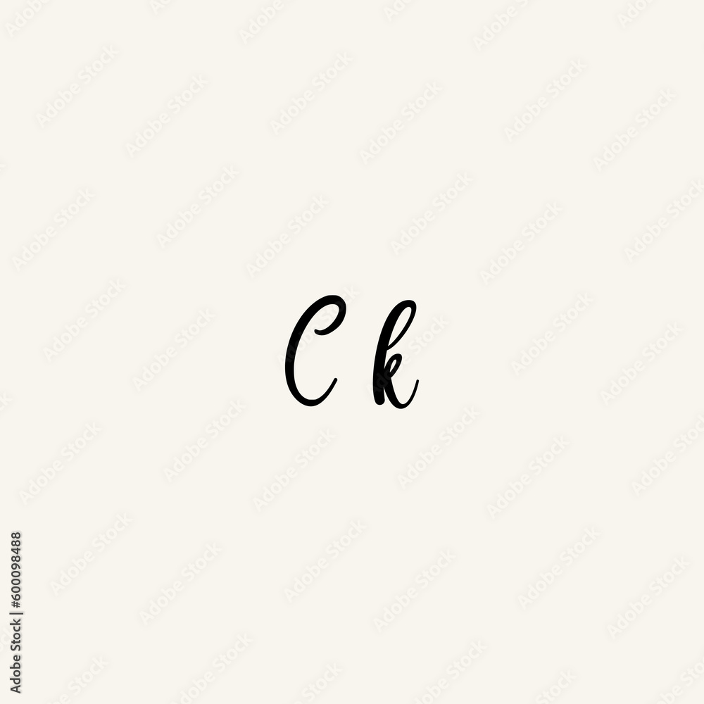 CK black line initial script concept logo design CK black line initial script concept logo design