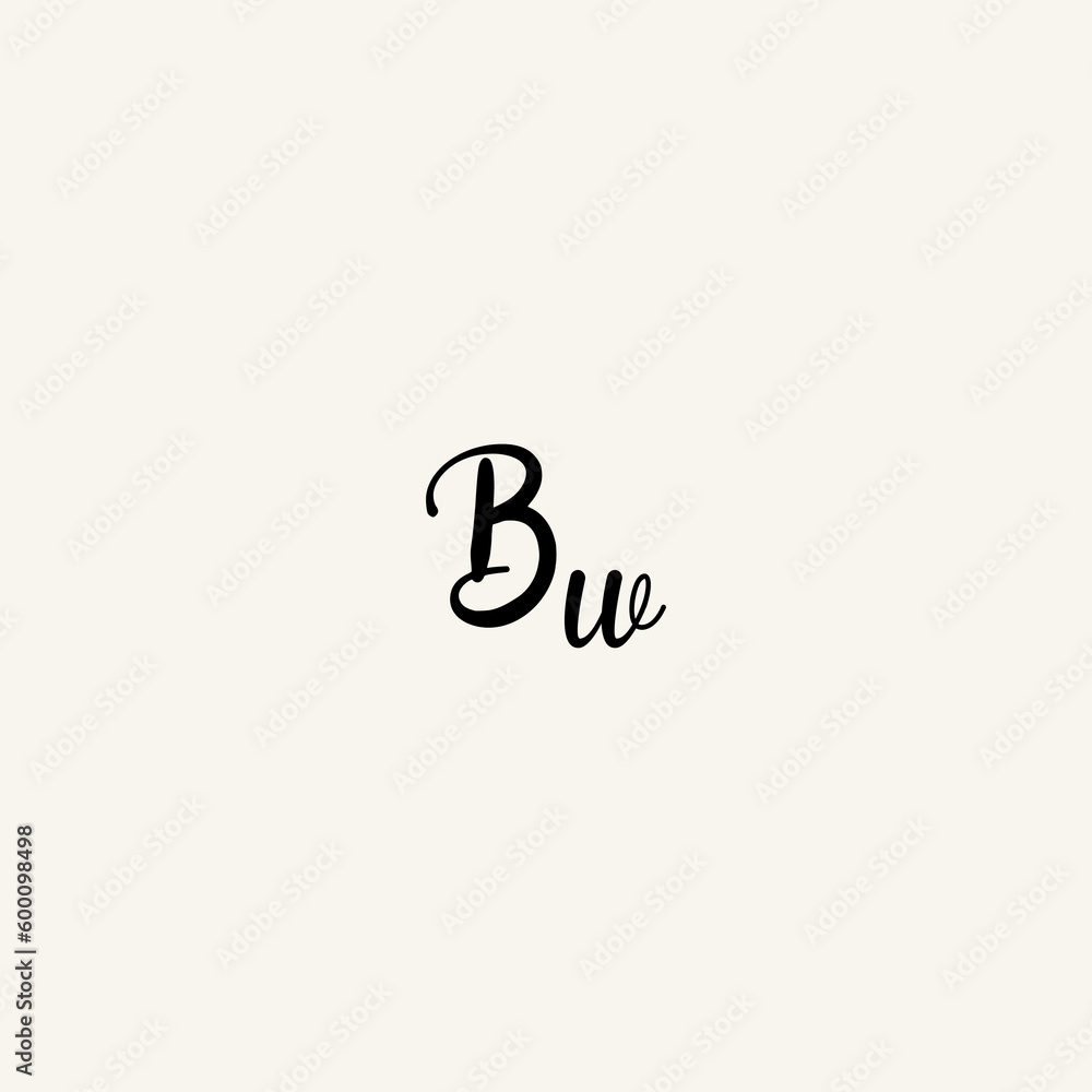 BW black line initial script concept logo design BW black line initial script concept logo design