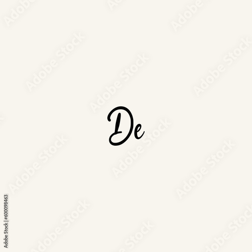 DE black line initial script concept logo design