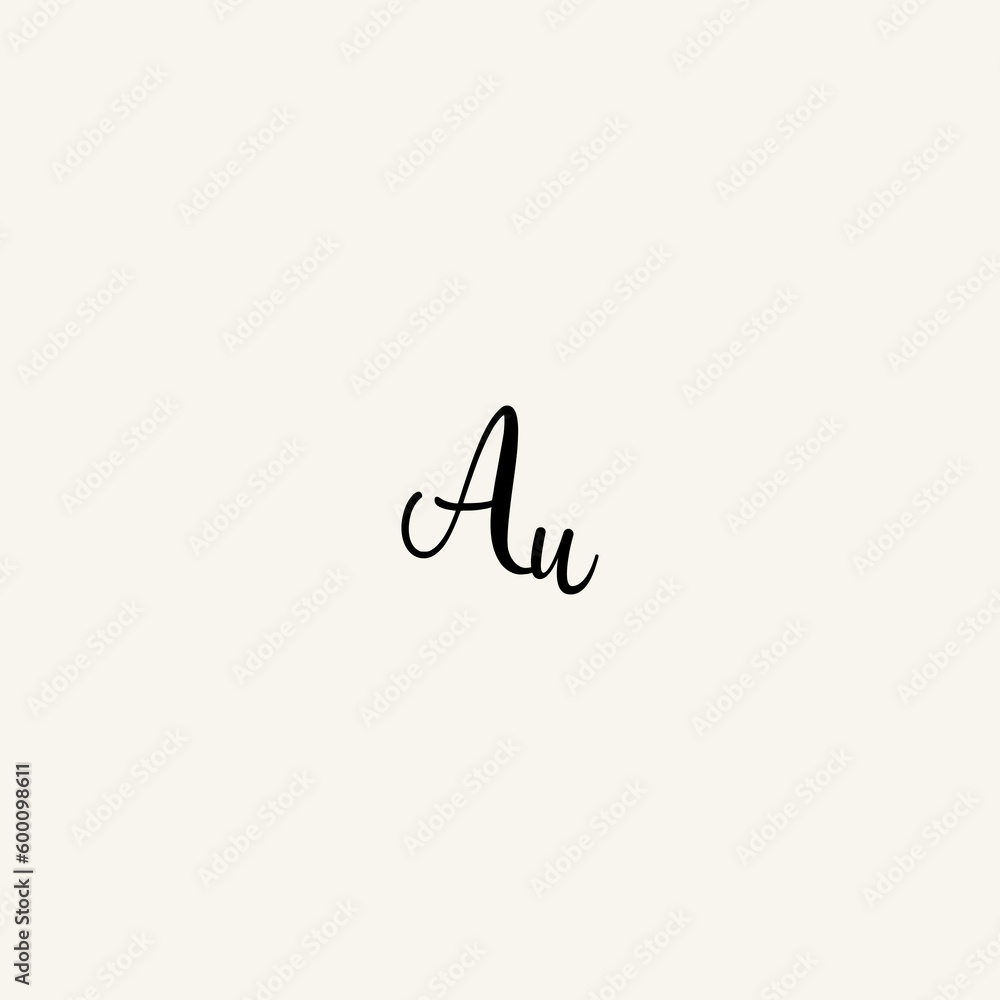 AU black line initial script concept logo design AU black line initial script concept logo design