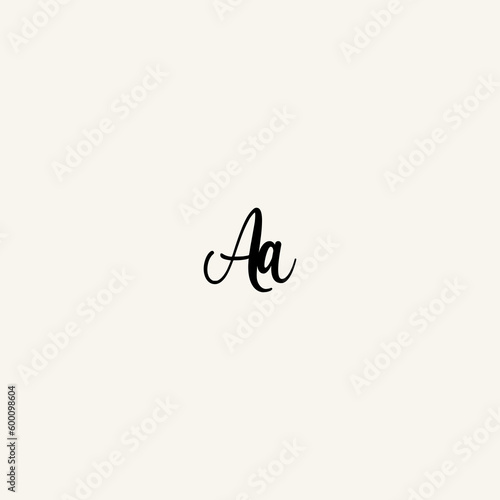 AA black line initial script concept logo design