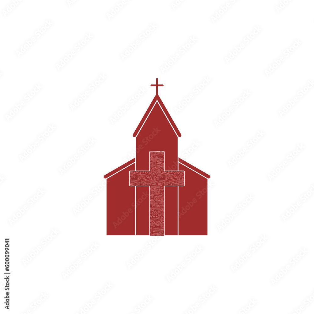 Church building and wooden cross icon isolated on transparent background Church building and wooden cross icon isolated on transparent background