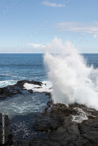 Ocean Waves Crashing on Rocks, La Réunion, France
