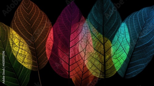 colorful leaves on black background