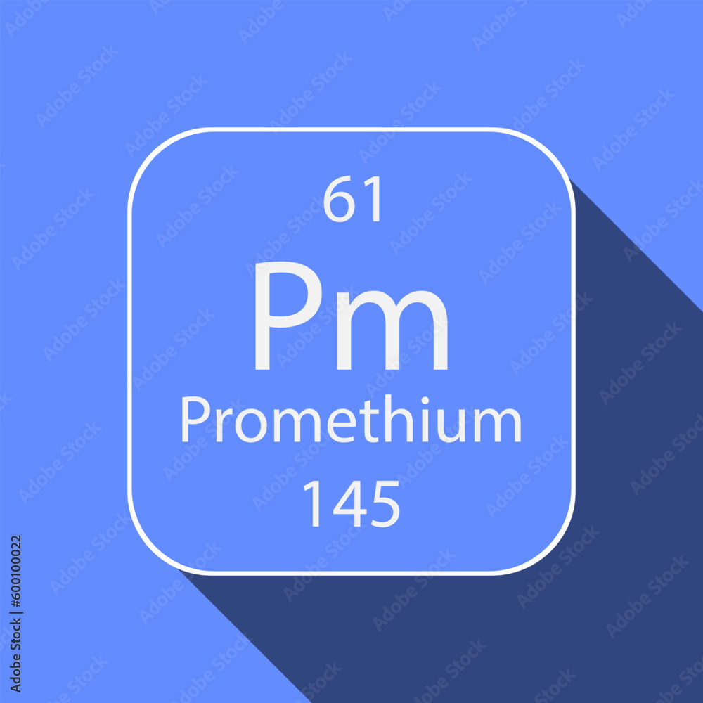 Promethium symbol with long shadow design. Chemical element of the periodic table. Vector illustration. Promethium symbol with long shadow design. Chemical element of the periodic table. Vector illustration.