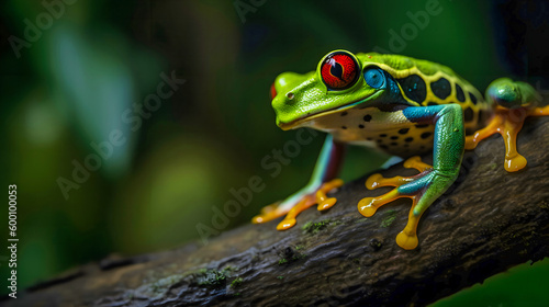 Red Eyed Tree Frog  Agalychnis Callidryas with copy space  text space  generative ai