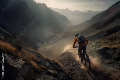 Mountain Biker fährt in den Bergen (Generative KI ) © m.mphoto