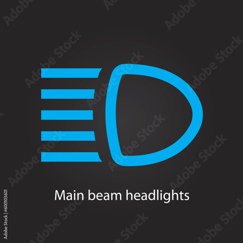 Main beam headlights sign symbol