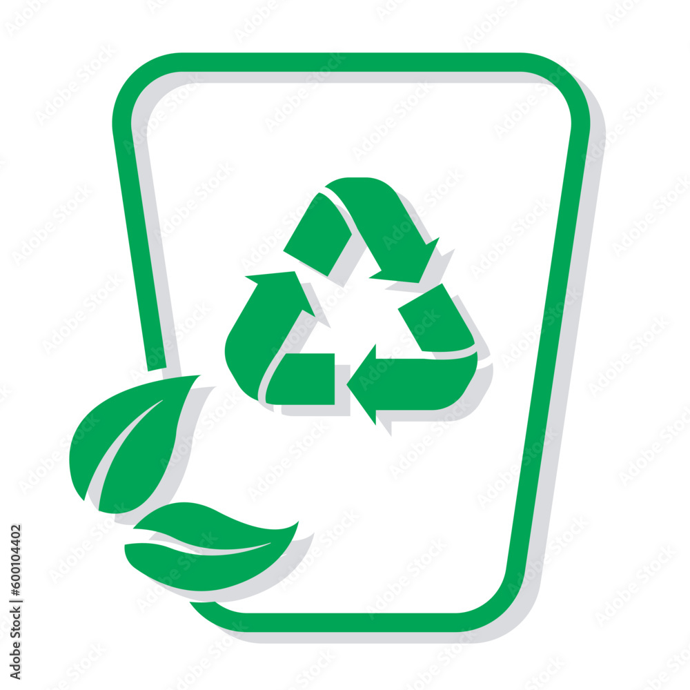Obraz premium Recycle symbol on white background. Green