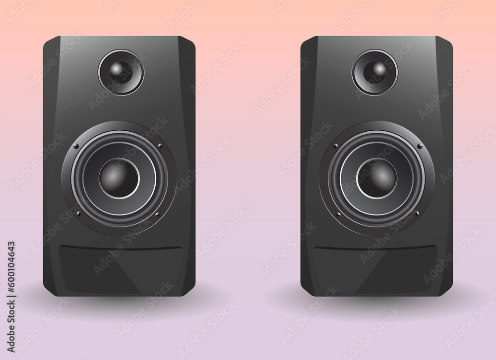 Fototapeta premium Audio loud speaker with red diffuser. Concert speaker 