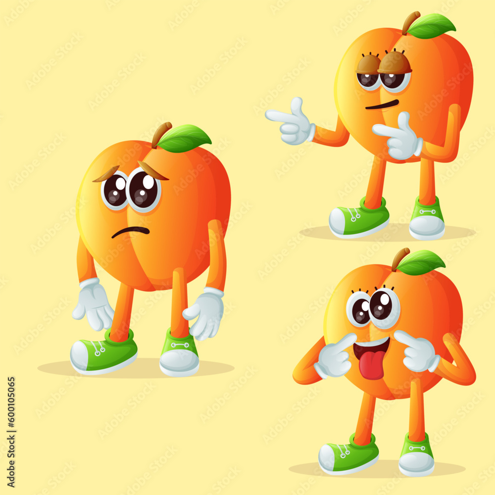 Cute apricot characters with different facial expressions Cute apricot characters with different facial expressions