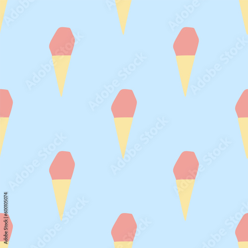 Seamless pattern with ise cream illustration on blue background