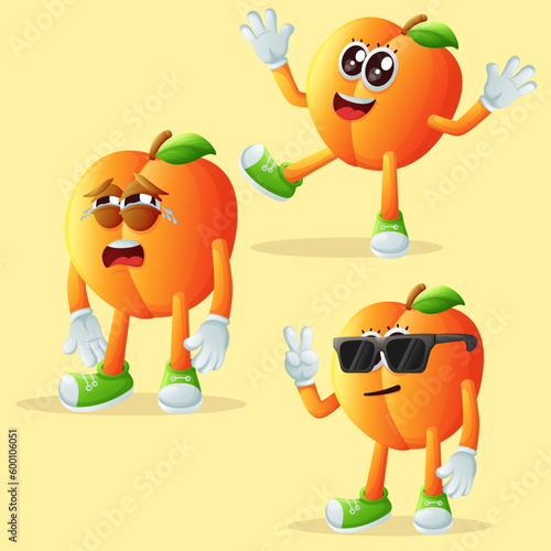 Cute apricot characters with emoticon faces