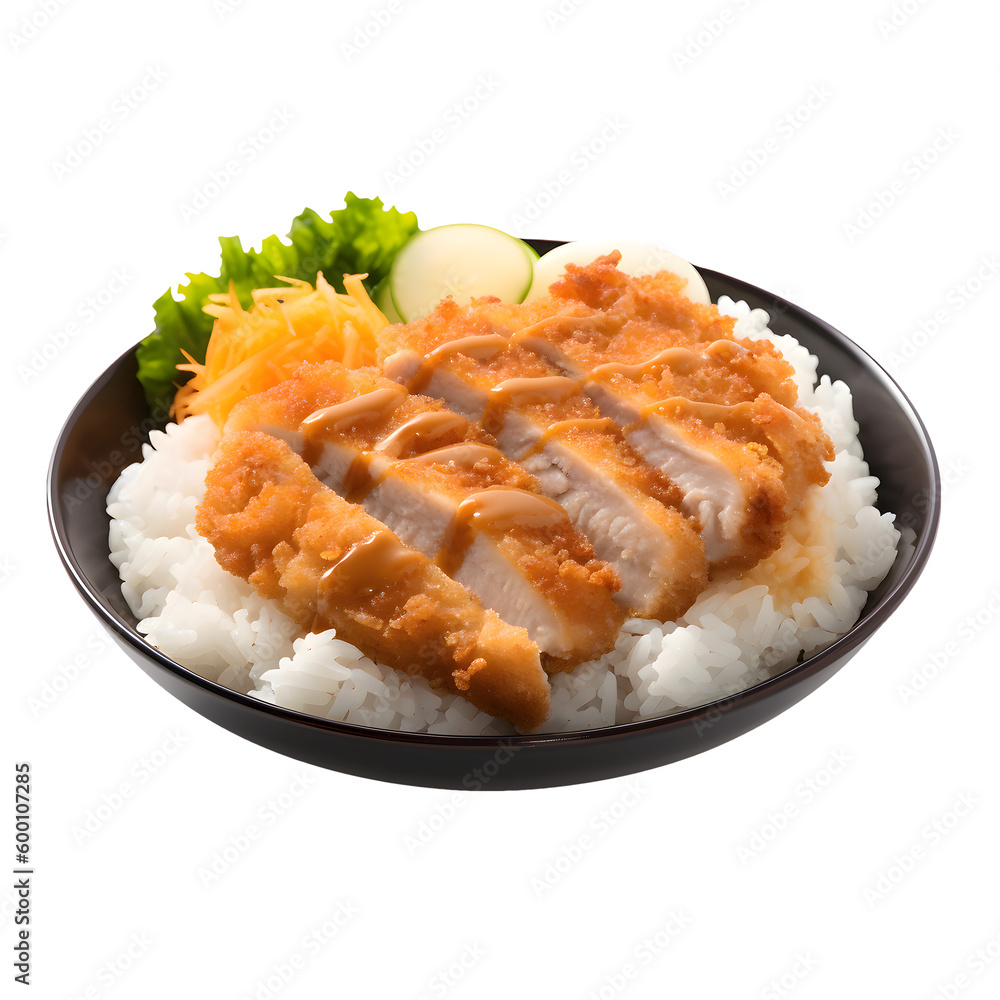 Crispy Katsu chicken with sauce and rice Crispy Katsu chicken with sauce and rice