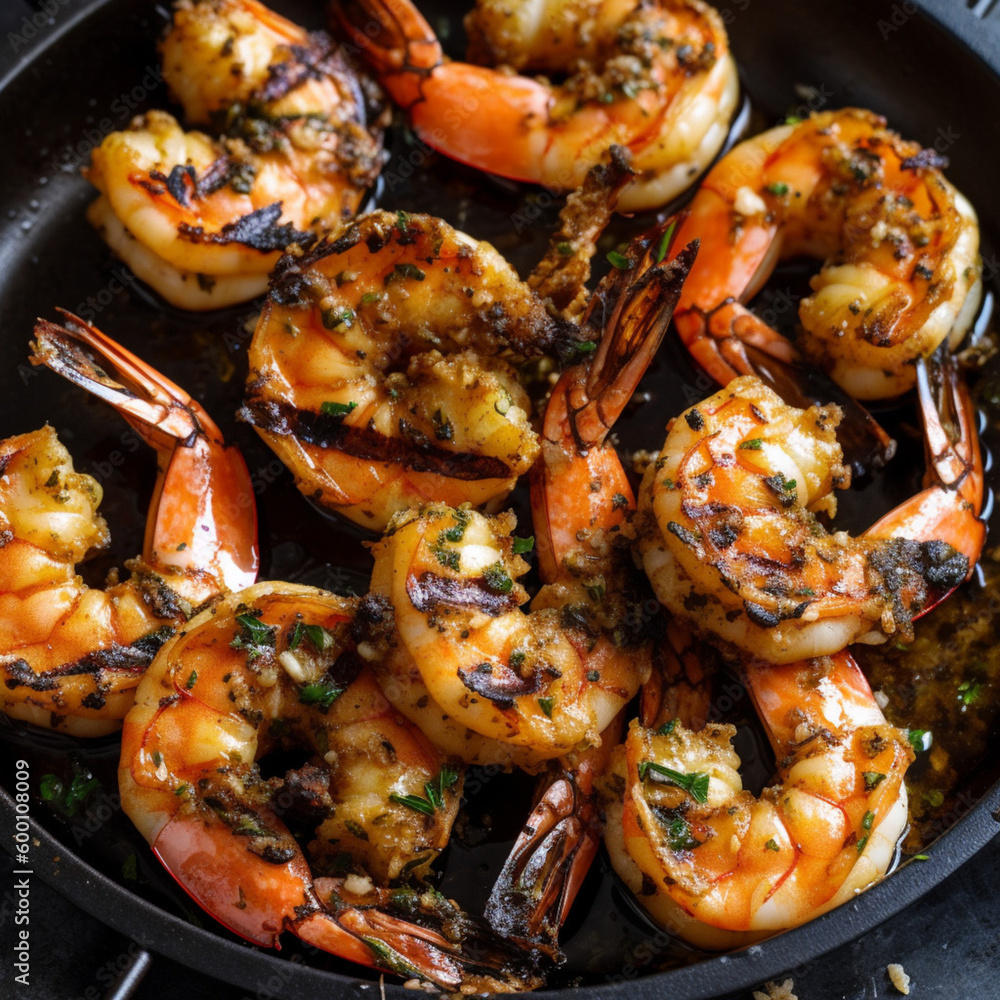 Grilled shrimp. Generative AI. Grilled shrimp. Generative AI.