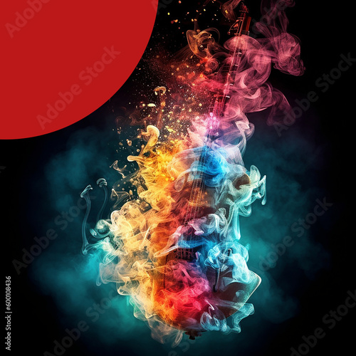 abstract colorful smoke background musical note