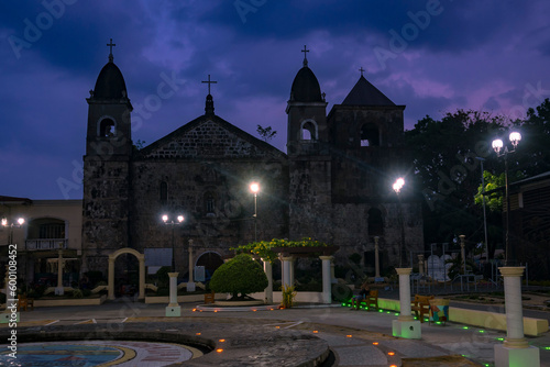 Tigbauan, Iloilo, Philippines - Tigbauan Church at night. photo