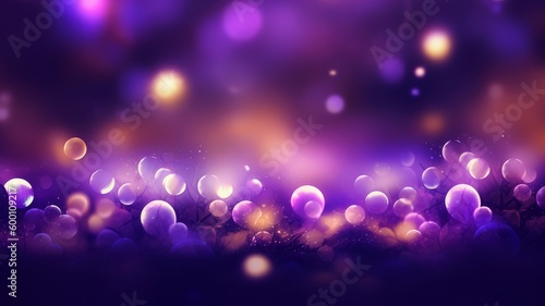 Blue Festive Christmas elegant abstract background with bokeh lights and stars. AI generated