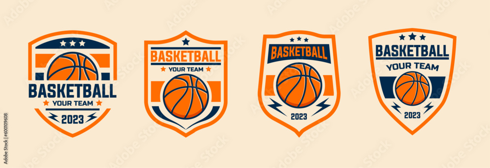 Basketball logo collection, emblem set collections. Basketball logo badge template bundle
