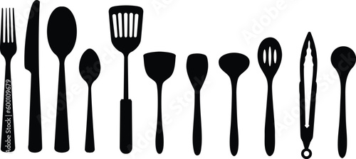 A collection of vector kitchen utensils for artwork compositions
