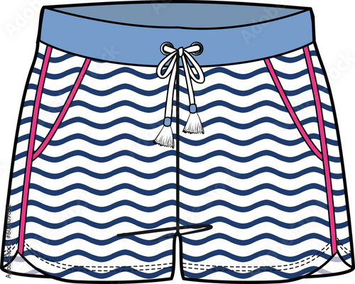 KID GIRLS AND TEENS BOTTOM WEAR SHORTS ILLUSTRATION VECTOR
