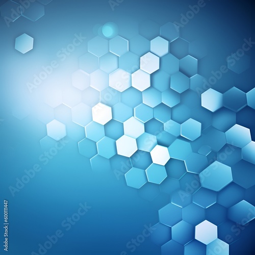 Abstract background - white hexagons on a blue background. Generative AI.