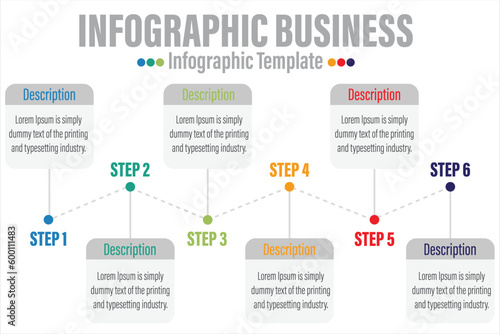 6 Steps modern Timeline diagram calendar with Option title , presentation vector infographic. Infographic template for business.