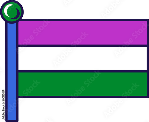 Flag of Gender Queer Pride on flagstaff. Traditional and progressive unconventional sexual relations between sexes groups. Color stroke vector isolated on white background